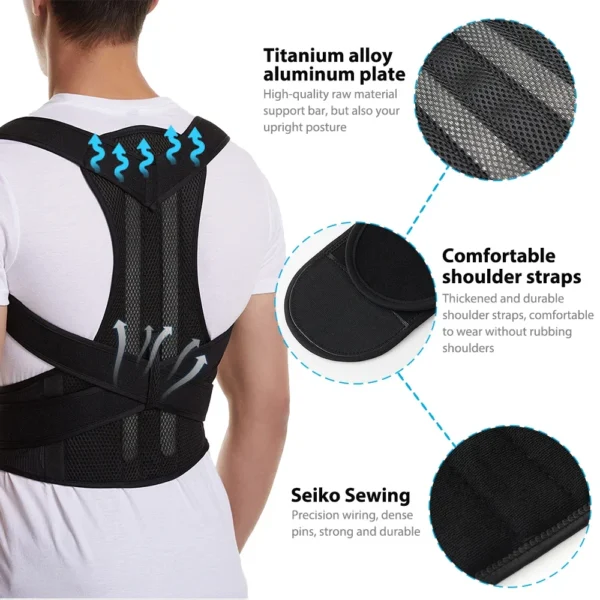 Back Brace Posture Corrector Belt for Women & Men Back Lumbar Support, Adjustable Shoulder Posture Support for Improve Scoliosis - Image 5