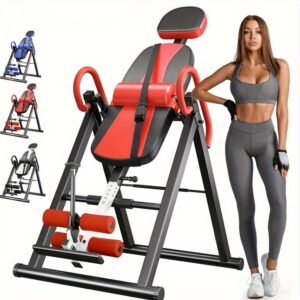 Heavy Duty Gravity Inversion Table, 300 Lbs Capacity, Adjustable Protective Belt, Foldable Back Table with Ergonomic Design, Lumbar Pillow, And Memory Foam Backrest